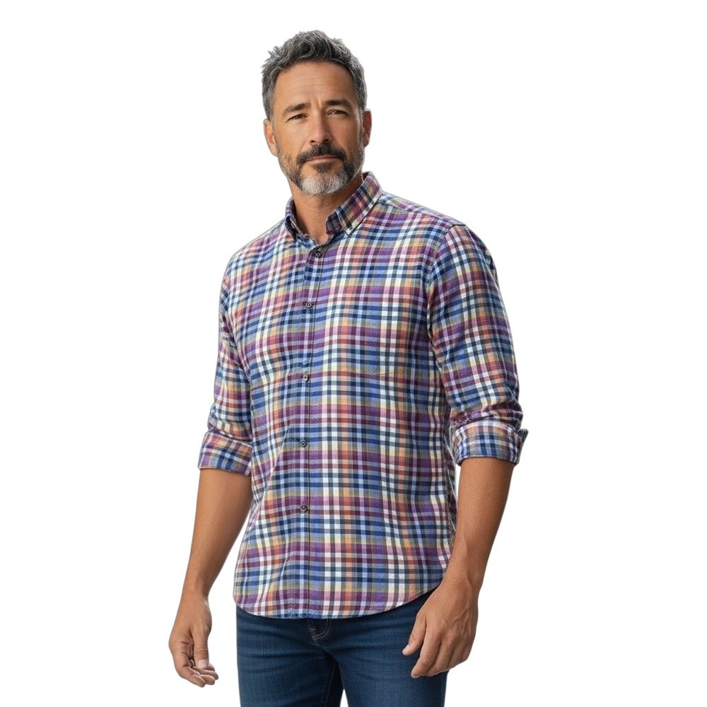 Visconti‎ Black Shirt Men's Small Multicolored Gingham Long Sleeve Button Down